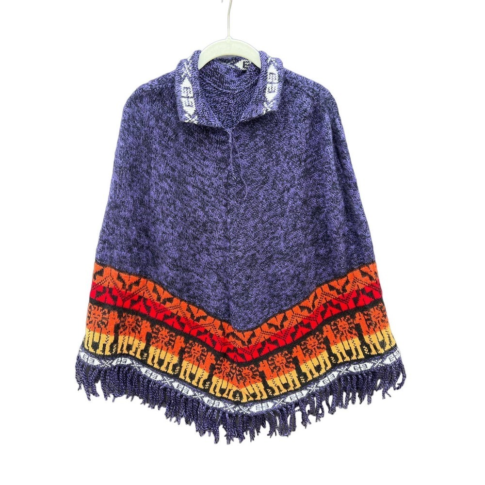💚‎ Alpaca Knit Poncho soft with Fringe